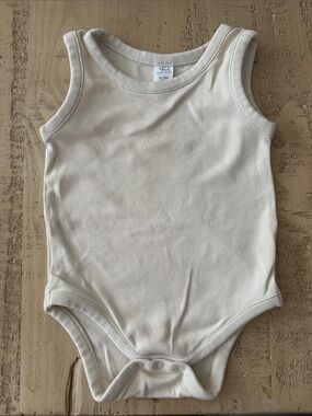 Colored Organics Tank Bodysuit/Onesie, Cream/Oat, 6-12M
